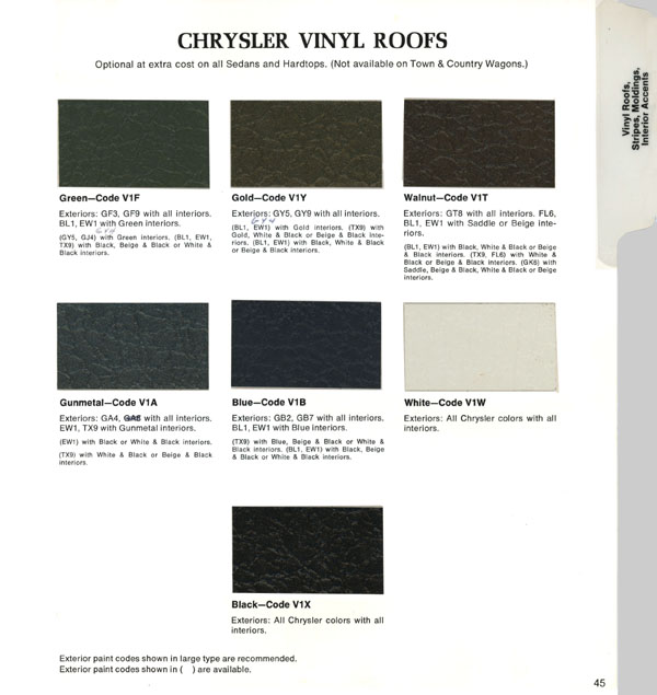 1971 Chrysler Color Trim Folder Page 15